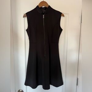 Elie Tahari Black Zip-Front Midi Dress